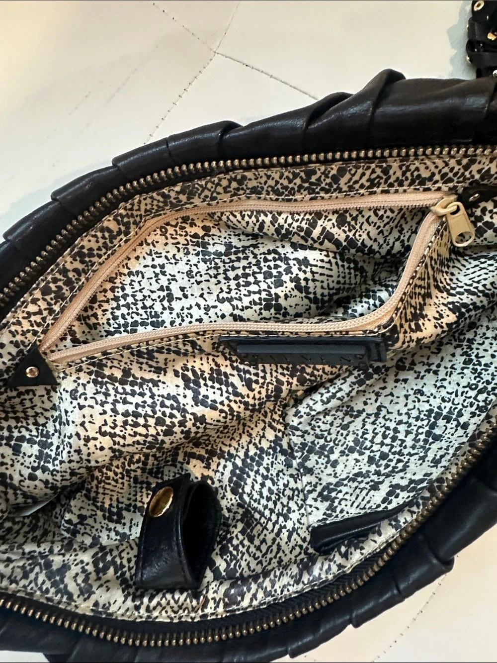 Steve Madden Black Ruched Leather Clutch with Tassel